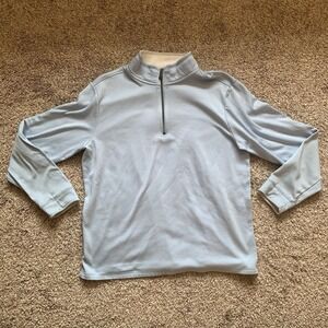 Tahari Shirt Mens Large Light Blue Long‎ Sleeve 1/4 Zip